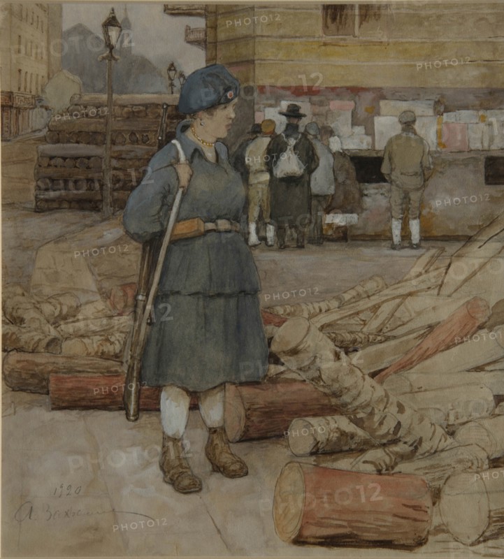 A Militia woman, 1920. Artist: Vakhrameyev, Alexander Ivanovich (1874-1926)