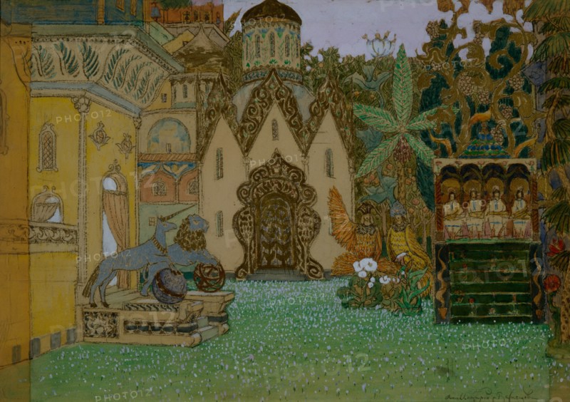 Stage design for the opera The Legend of the Invisible City of Kitezh and the Maiden Fevronia by N. Rimsky-Korsakov, 1907. Artist: Vasnetsov, Appolinari Mikhaylovich (1856-1933)