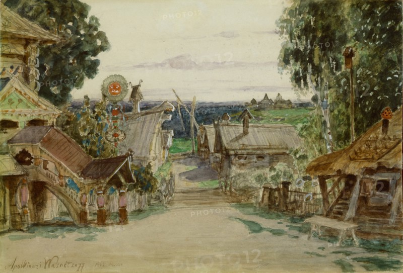 Berendeyevka. Stage design for the opera Snow Maiden by N. Rimsky-Korsakov, 1895. Artist: Vasnetsov, Appolinari Mikhaylovich (1856-1933)