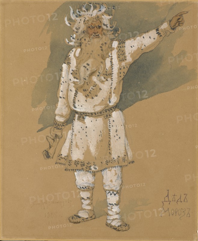 Grandfather Frost. Costume design for the opera Snow Maiden by N. Rimsky-Korsakov, 1885. Artist: Vasnetsov, Viktor Mikhaylovich (1848-1926)