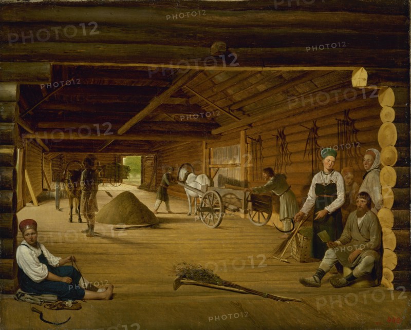 Threshing Barn, 1823. Artist: Venetsianov, Alexei Gavrilovich (1780-1847)