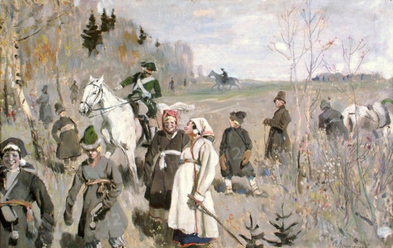 Hunting at the time of the tsar Peter The Great, 1907. Artist: Vinogradov, Sergei Arsenyevich (1869-1938)