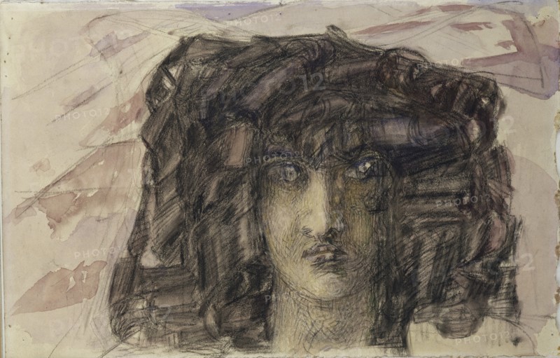 Demon's head. Illustration to the poem The Demon by Mikhail Lermontov, 1890-1891. Artist: Vrubel, Mikhail Alexandrovich (1856-1910)