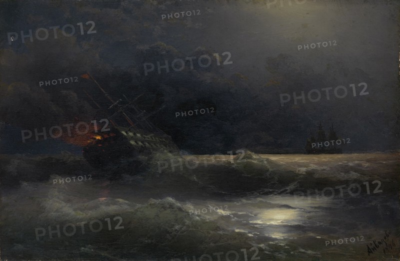 Burning ship (An episode of the Russian-Turkish War), 1896. Artist: Aivazovsky, Ivan Konstantinovich (1817-1900)