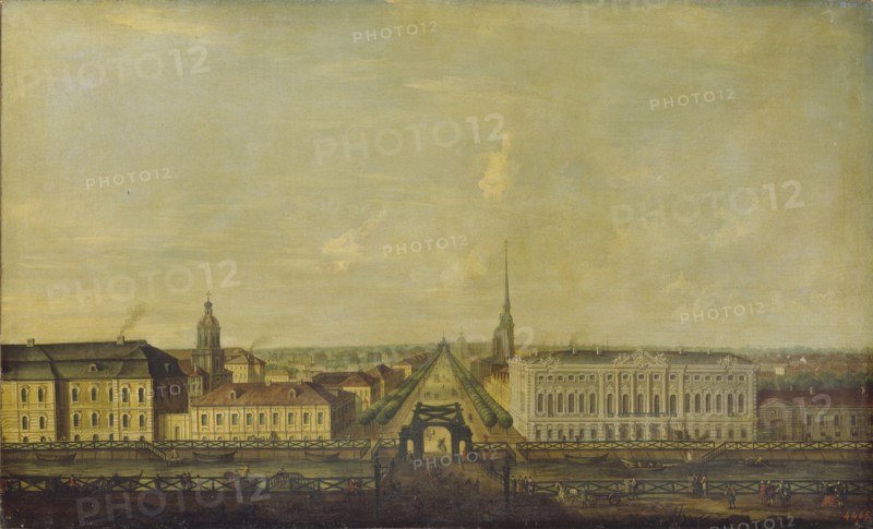 View of the Nevsky Prospekt from the Police Bridge with the Stroganov Palace, Second Half of the 18th cen.. Artist: Anonymous