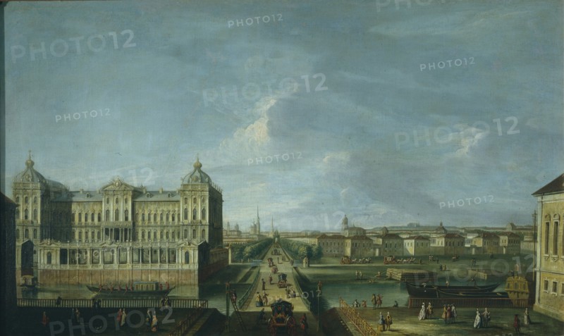 View of the Nevsky Prospekt and the Anichkov Palace, Second Half of the 18th cen.. Artist: Anonymous