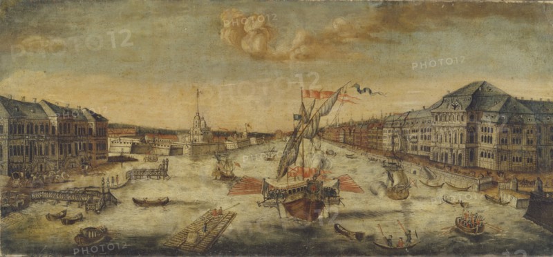 View of the Neva River banks, 1753. Artist: Anonymous, 18th century