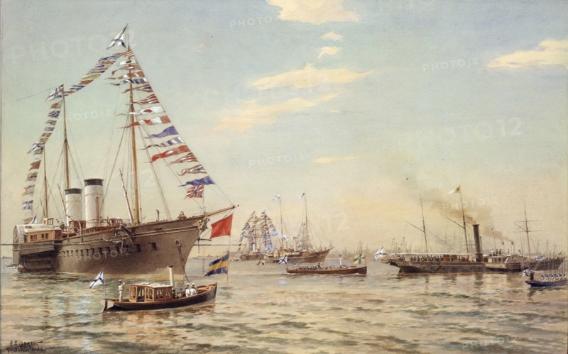 German Emperor William II visiting Kronstadt in July 1888, 1888. Artist: Beggrov, Alexander Karlovich (1841-1914)