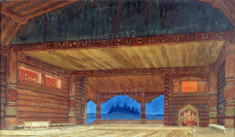 Stage design for the opera Ruslan and Lyudmila by  M. Glinka, 1913. Artist: Bilibin, Ivan Yakovlevich (1876-1942)