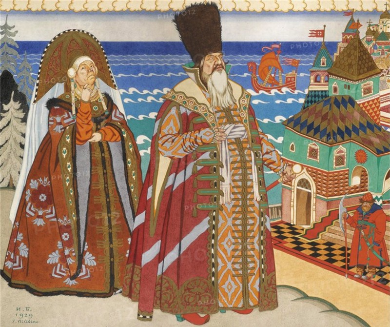 Illustration to the The Tale of the Fisherman and the Fish, 1908. Artist: Bilibin, Ivan Yakovlevich (1876-1942)
