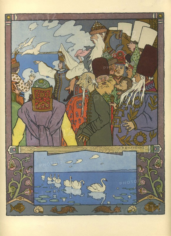 Ivan Tsarevich and Frog Princess, 1901. Artist: Bilibin, Ivan Yakovlevich (1876-1942)