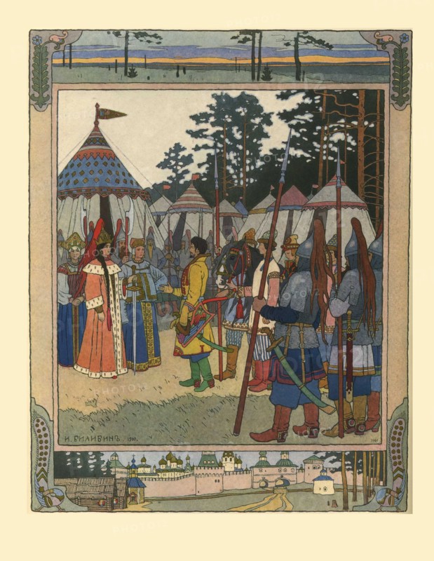 Illustration for the Fairy tale Marya Morevna, 1901. Artist: Bilibin, Ivan Yakovlevich (1876-1942)