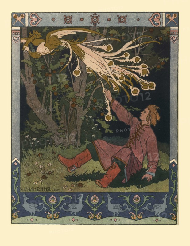 Illustration for the Fairy tale of Ivan Tsarevich, the Firebird, and the Gray Wolf, 1902. Artist: Bilibin, Ivan Yakovlevich (1876-1942)