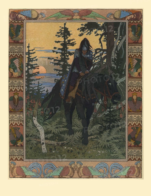 Illustration for the Fairy tale of Vasilisa the Beautiful and White Horseman, 1900. Artist: Bilibin, Ivan Yakovlevich (1876-1942)