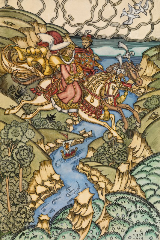 Illustration for the Fairy tale Marya Morevna, 1913-1915. Artist: Bilibin, Ivan Yakovlevich (1876-1942)