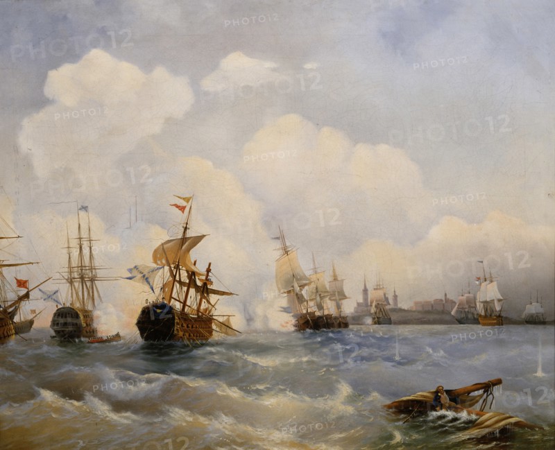 The naval Battle of Reval on 13 May 1790, 1860s. Artist: Bogolyubov, Alexei Petrovich (1824-1896)