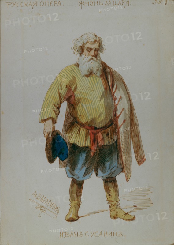 Costume design for the opera A Life for the Tsar by M. Glinka, 1887. Artist: Charlemagne, Adolf (1826-1901)