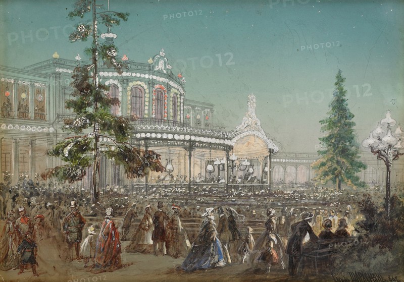 Celebration of the 25th Anniversary of Tsarskoe Selo Railroad at the Pavlovsk Railway Station Concert Hall, 1862. Artist: Charlemagne, Adolf (1826-1901)