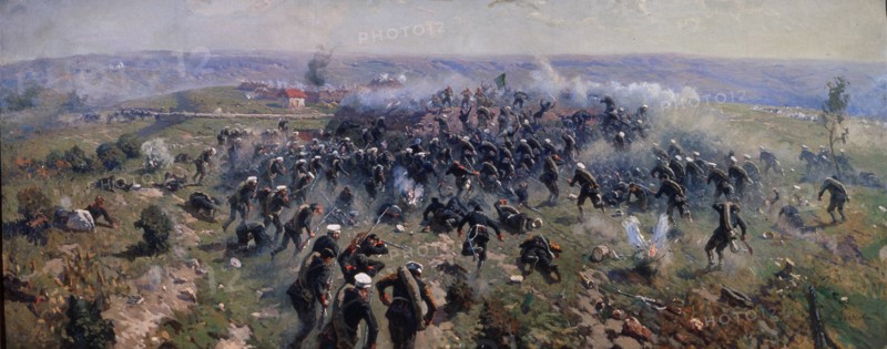 Battle of Gorni Dubnik on 24 October 1877, 1914. Artist: Grekov, Mitrofan Borisovich (1882-1934)