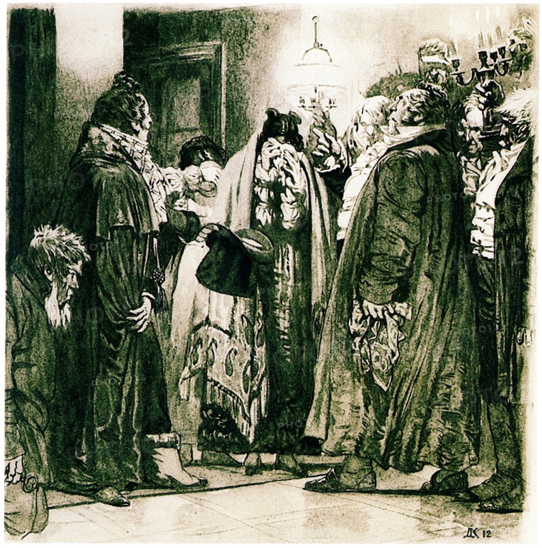 Illustration to the comedy Woe from Wit by Alexander Griboyedov, 1912. Artist: Kardovsky, Dmitri Nikolayevich (1866-1943)