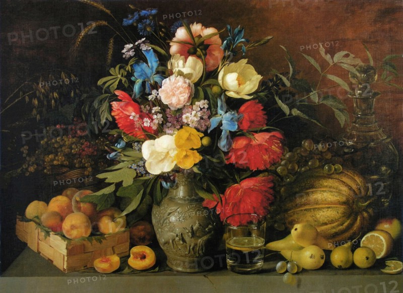 Flowers and fruits, 1839. Artist: Khrutsky, Ivan Phomich (1810-1885)