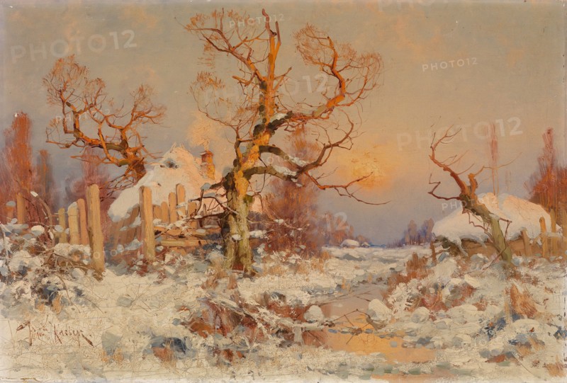 Winter Landscape in the Evening Sun. Artist: Klever, Juli Julievich (Julius), von (1850-1924)
