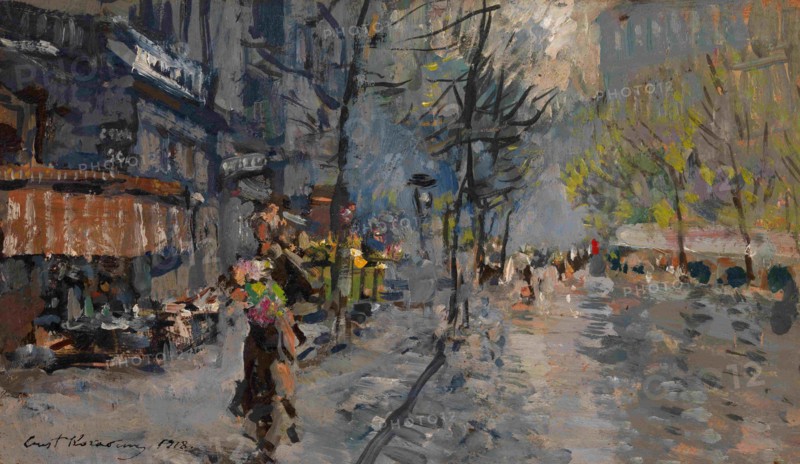 A Street in Paris, 1918. Artist: Korovin, Konstantin Alexeyevich (1861-1939)