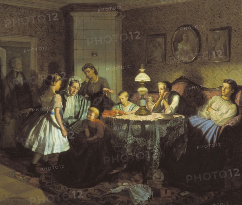 Grandmother's fairy tales, 1866. Artist: Krasnoselsky, Alexander Andreyevich (?-nach 1875)