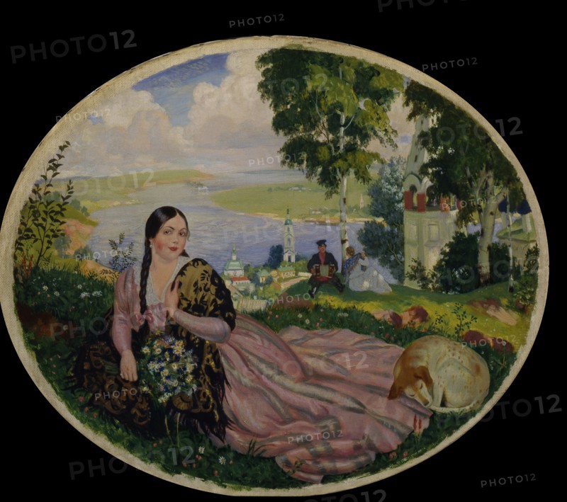 Girl At The Volga, 1915. Artist: Kustodiev, Boris Michaylovich (1878-1927)