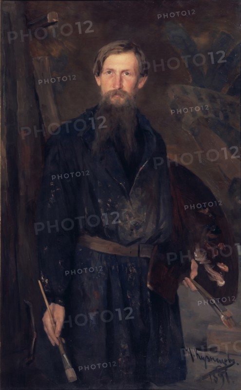 Portrait of the artist Viktor Vasnetsov (1848-1926), 1891. Artist: Kuznetsov, Nikolai Dmitrievich (1850-1929)
