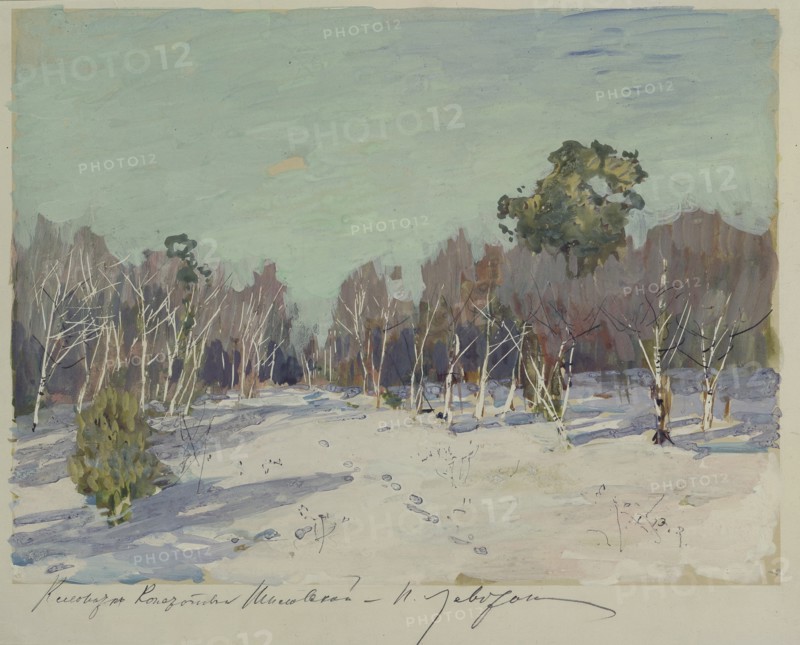 Garden in snow, 1880s. Artist: Levitan, Isaak Ilyich (1860-1900)