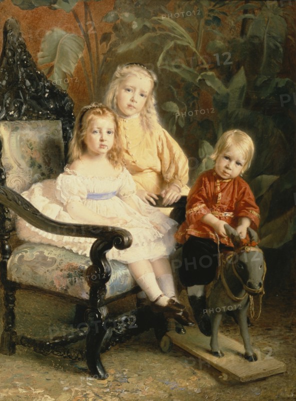 Portrait of the Stasov's Children, Early 1870s. Artist: Makovsky, Konstantin Yegorovich (1839-1915)