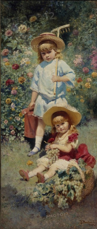 Portrait of the Artist's Children, 1882. Artist: Makovsky, Konstantin Yegorovich (1839-1915)