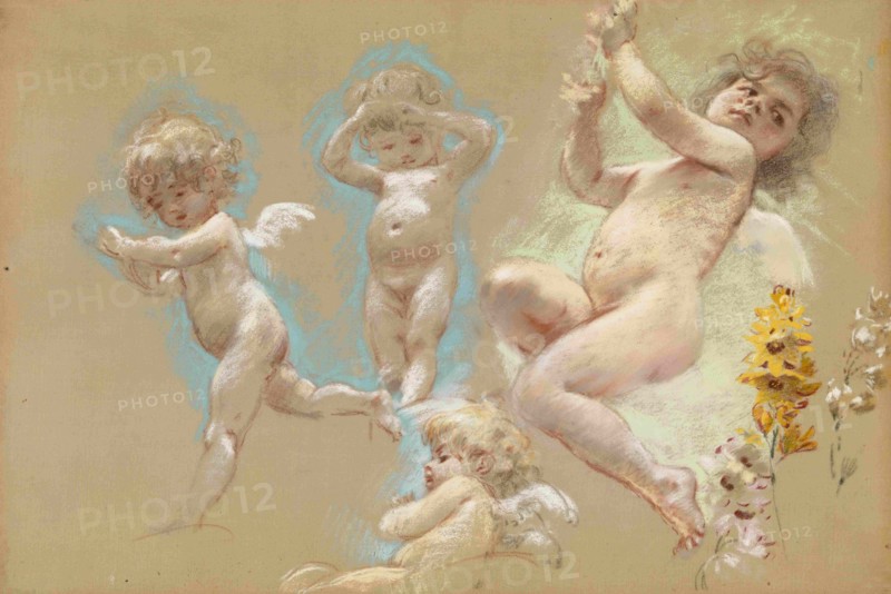 Putti. Interior Décor of the Baron von Dervis Mansion in Petersburg. Artist: Makovsky, Konstantin Yegorovich (1839-1915)