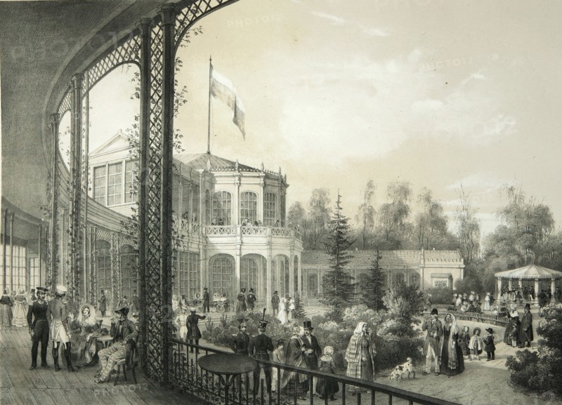The Railway station in Pavlovsk, 1840-1850. Artist: Meier, Yegor Yegorovich (1822-1867)