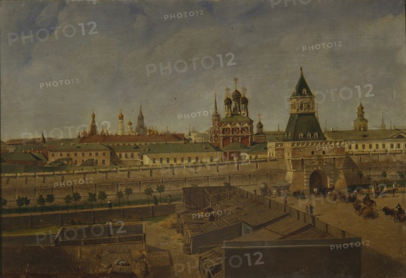 The Ilyinsky Gates in Moscow, Mid of the 19th cen.. Artist: Moiseyev, Pyotr Ivanovich (?-1865)