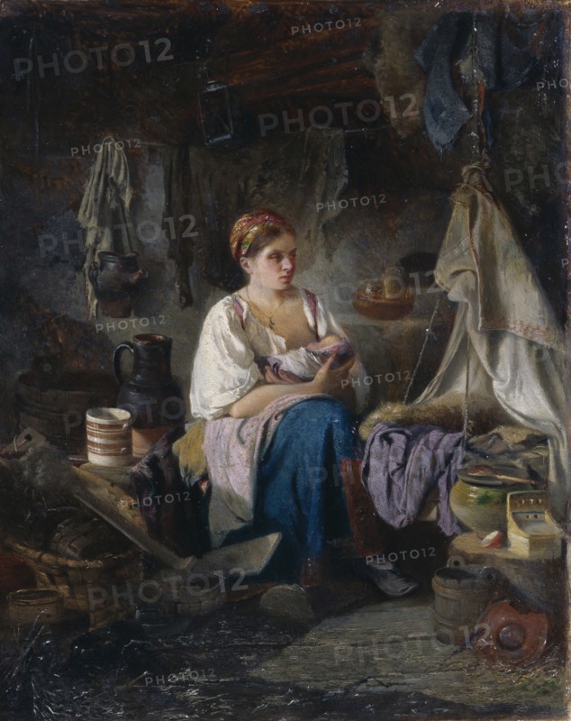 Young Mother, 1868. Artist: Pelevin, Ivan Andreyevich (1840-1917)