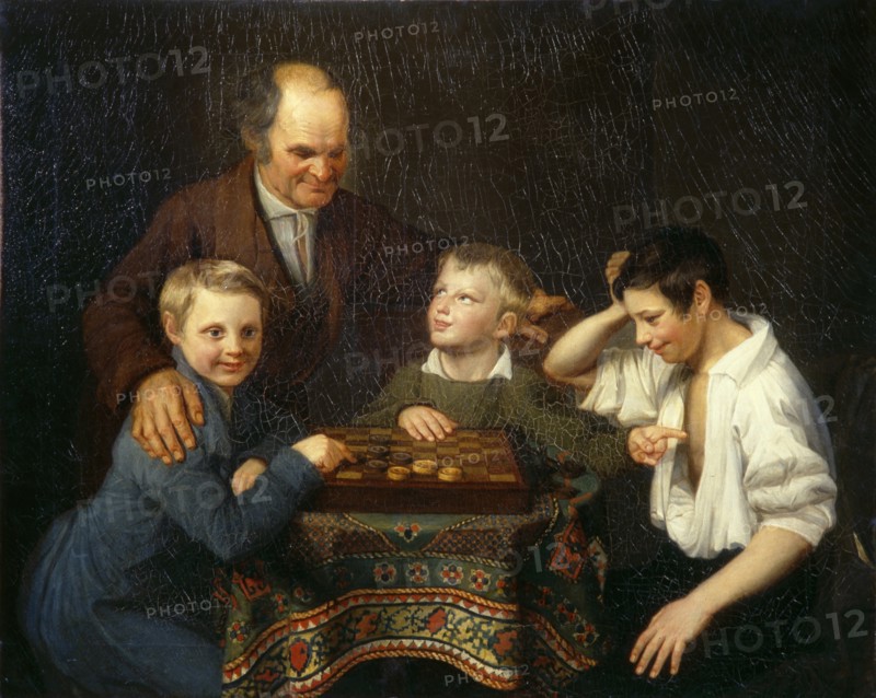 The Draughts Game, 1824. Artist: Pnin, Pyotr Ivanovich (1803-1837)