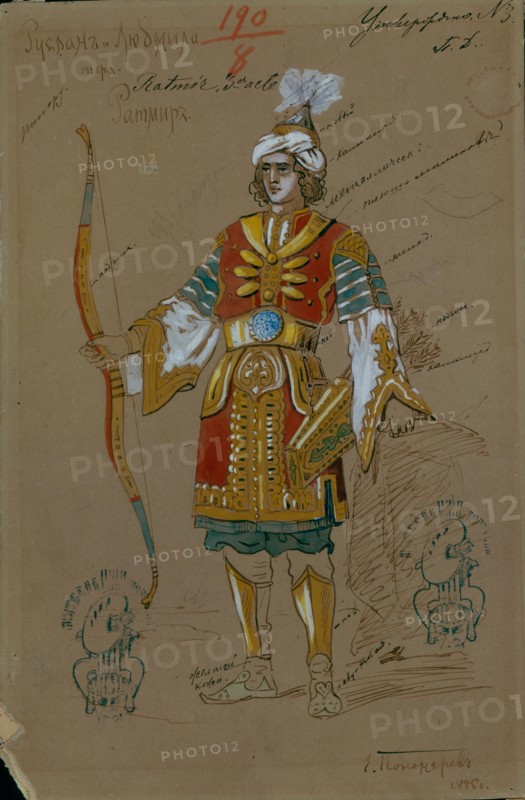 Costume design for the opera Ruslan and Lyudmila by M. Glinka, 1885. Artist: Ponomarev, Evgeni Petrovich (1852-1906)