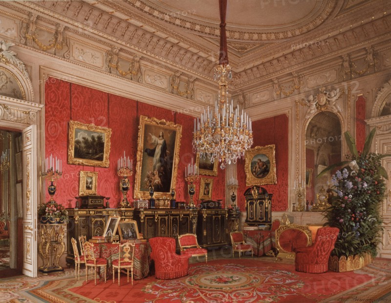 Interiors of the Winter Palace. The Study of Empress Maria Alexandrovna, 1869. Artist: Premazzi, Ludwig (Luigi) (1814-1891)