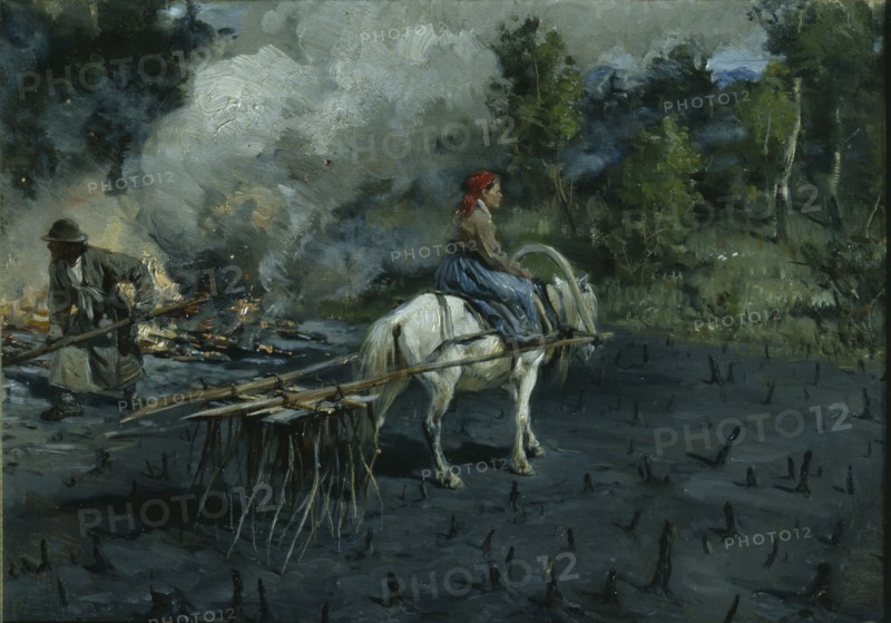 Soil preparation for linseed in the Vologda Region, 1873. Artist: Pryanishnikov, Illarion Mikhailovich (1840-1894)