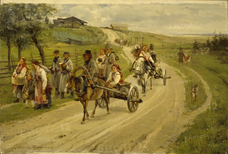 The Return journey from the market, 1883. Artist: Pryanishnikov, Illarion Mikhailovich (1840-1894)
