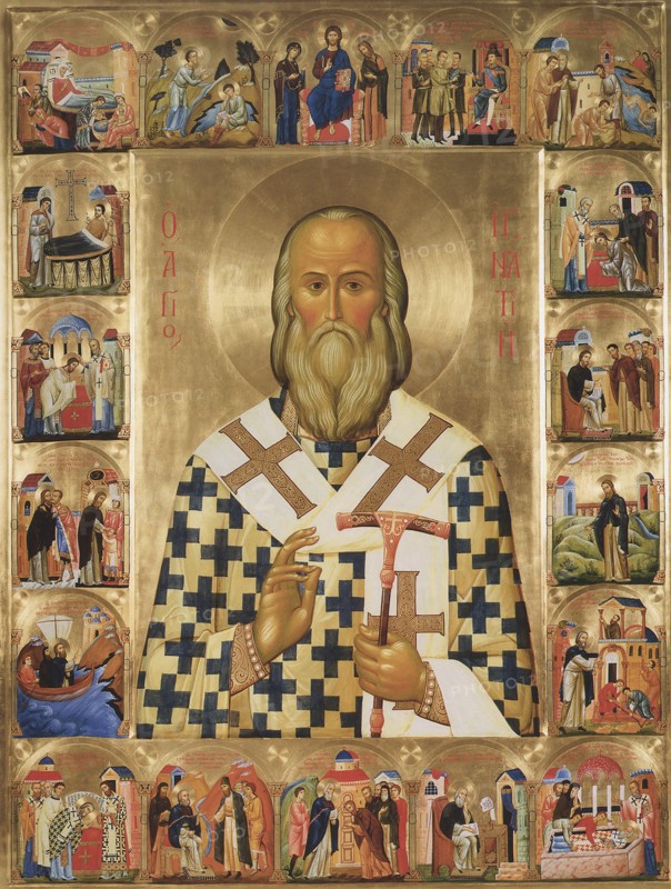 Saint Ignatius Brianchaninov with scenes from his life, 20th century. Artist: Russian icon