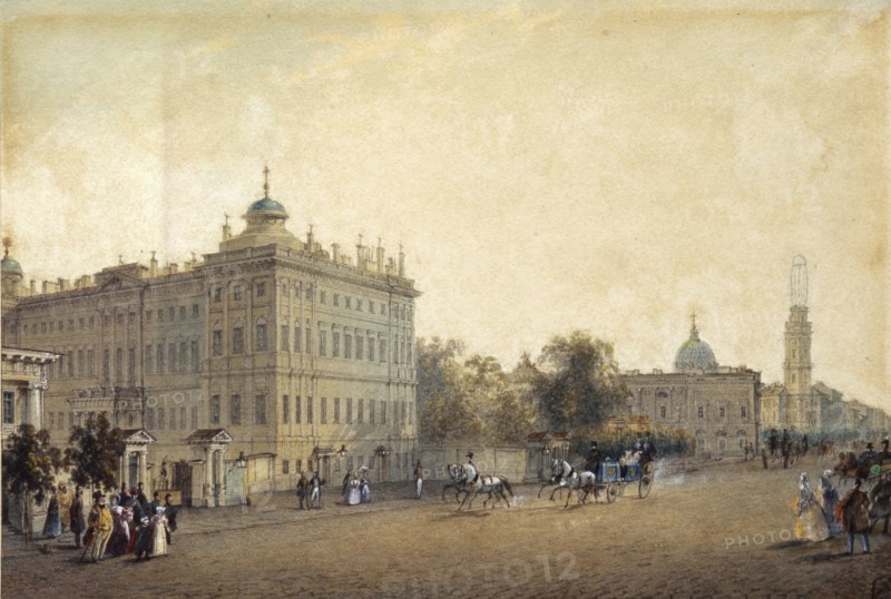 St. Petersburg. The Anichkov Palace, 1830s. Artist: Sadovnikov, Vasily Semyonovich (1800-1879)
