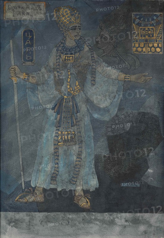 The King of Egypt. Costume design for the opera Aida by Giuseppe Verdi, c. 1900. Artist: Schwarz, Pavel Friedrikhovich (1875-1934)