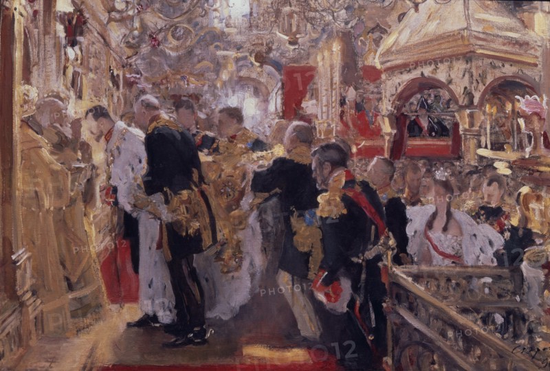 The Coronation of Emperor Nicholas II in the Assumption Cathedral, 1896. Artist: Serov, Valentin Alexandrovich (1865-1911)