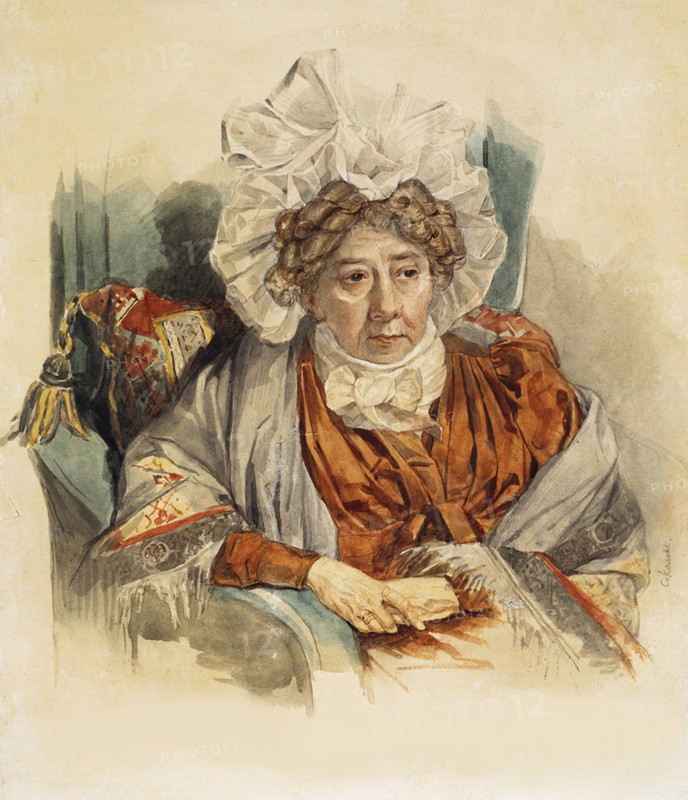 Portrait of Natalia Kirillovna Zagryazyskaya née Razumovskaya (1747-1837), 1821. Artist: Sokolov, Pyotr Fyodorovich (1791-1848)