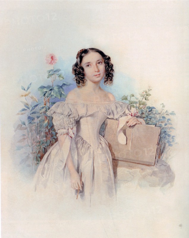 Portrait of Princess Helen Biron von Curland, née Meshcherskaya (1818-1843), 1830s. Artist: Sokolov, Pyotr Fyodorovich (1791-1848)