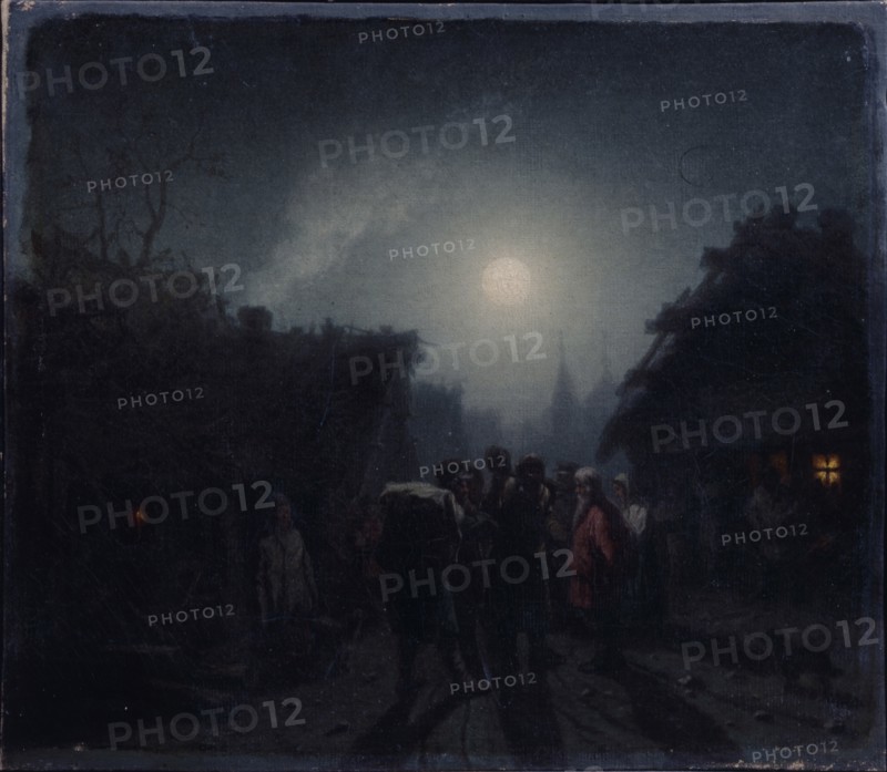 Before a Tavern. Night scene, 1860s-1870s. Artist: Solomatkin, Leonid Ivanovich (1837-1883)