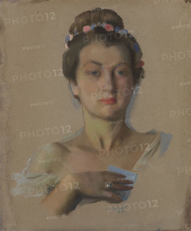 Portrait of Alexandra Levchenko, 1934. Artist: Somov, Konstantin Andreyevich (1869-1939)